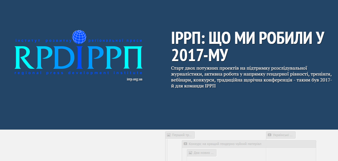 ІРРП: що ми робили у 2017-му. Звіт-хроніка